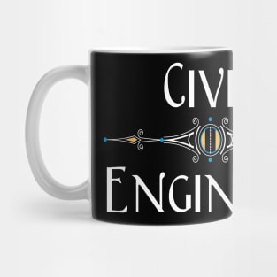 Civil Engineer Decorative Line White Text Mug